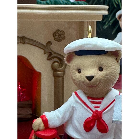 Hallmark Bearingers Set 1993 Keepsake Christmas Ornaments Fireplace Boxes 4 item - Picture 5 of 14